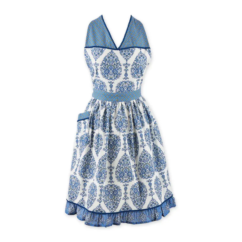 Apron Blue/Olive Flower DII