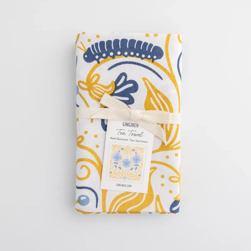 Blue Caterpillar Tea Towel Gingiber
