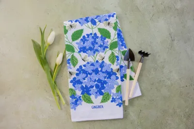 Blue Hydrangeas Tea Towel Gingiber