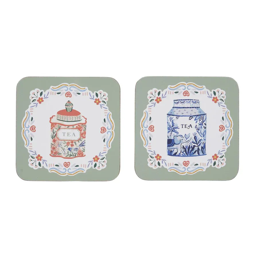 Tea Tins Coasters Set/4 UW