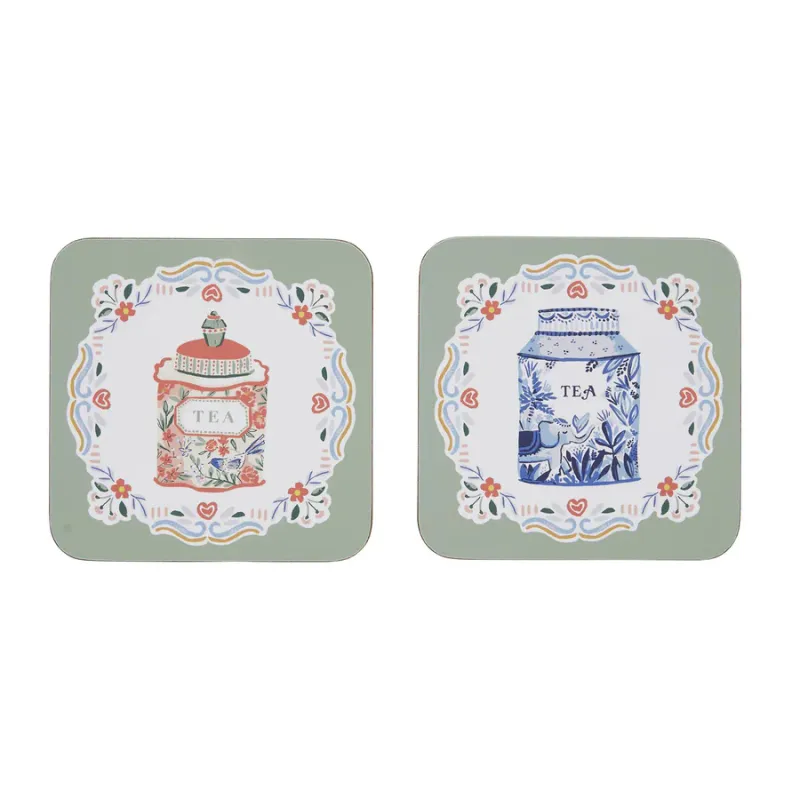 Tea Tins Coasters Set/4 UW