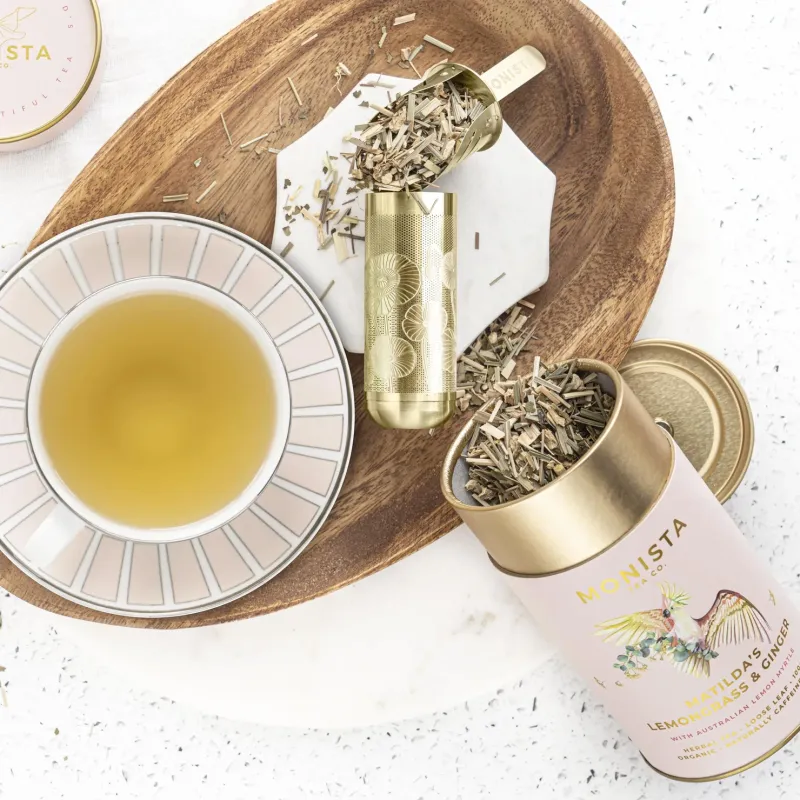 Monista Tall Floral Infuser w/scoop - Gold