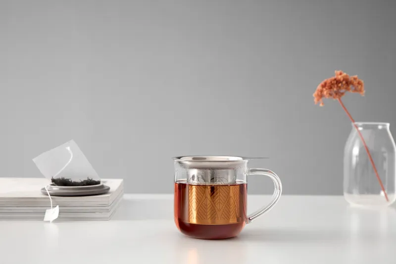 Glass Mug &amp; Lid w/ Infuser - Powder Brown