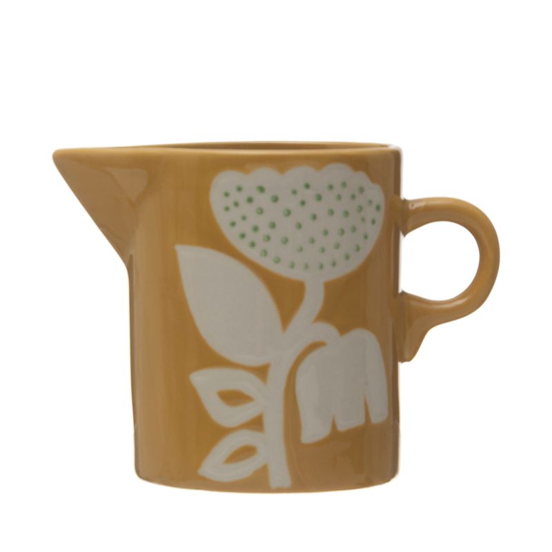 Mustard Creamer with Flower