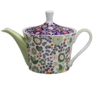Modern Green/Purple Floral Teapot