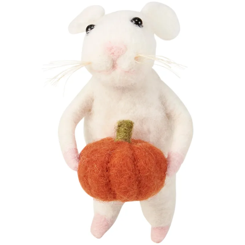 Mouse With Pumpkin Ornament PBK