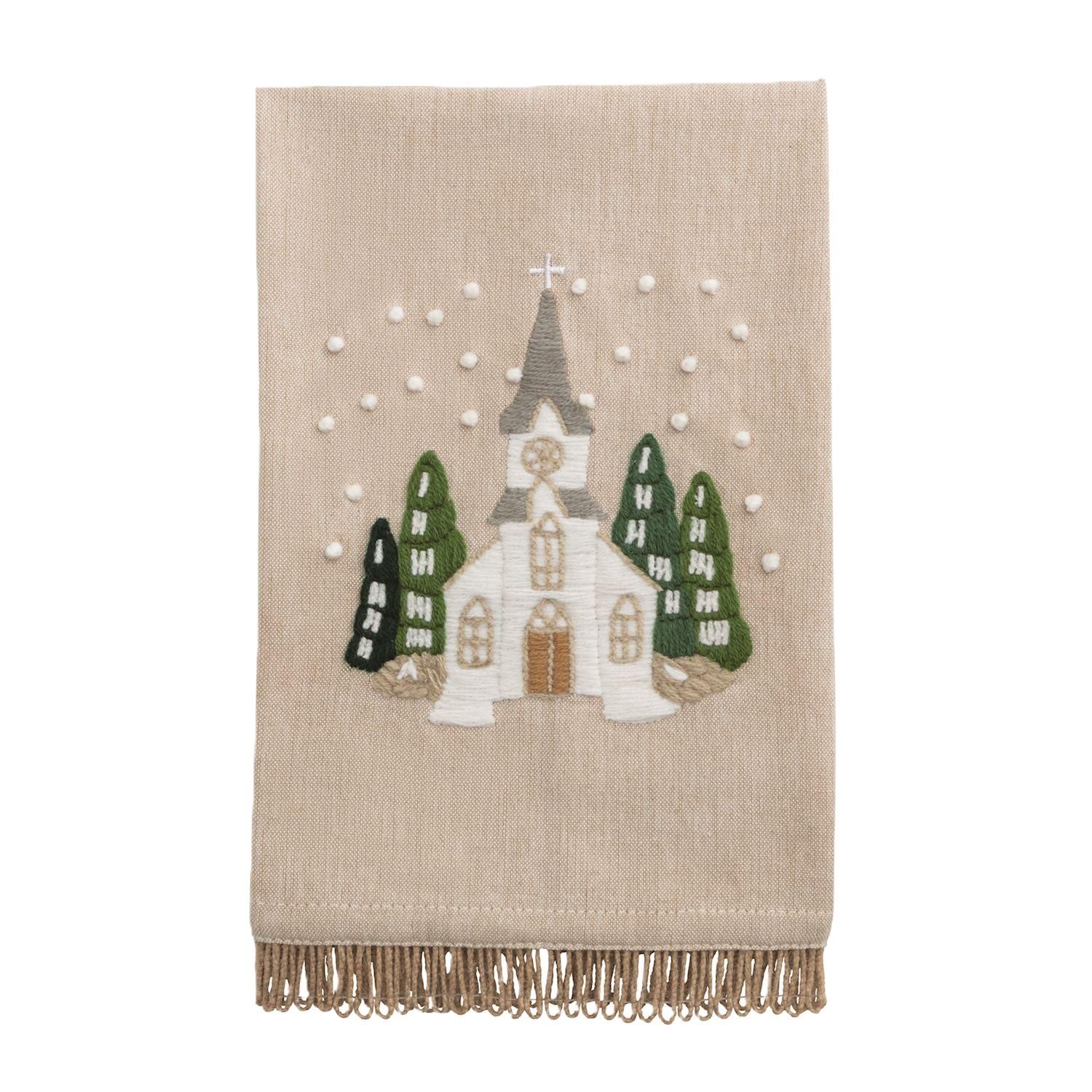 White Christmas Embroidered Towel