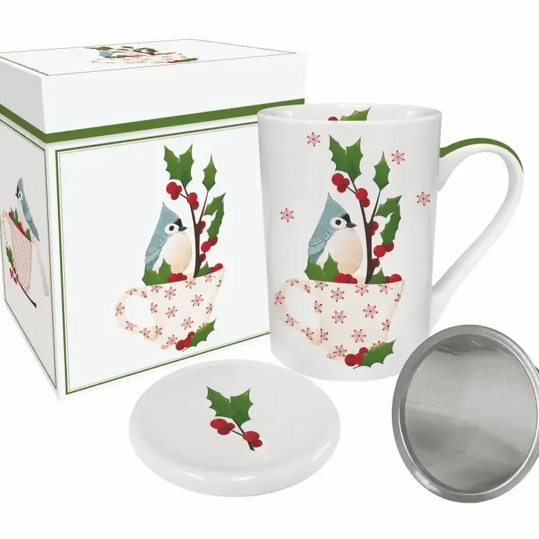 Holly Bird in Teacup Infuser Mug