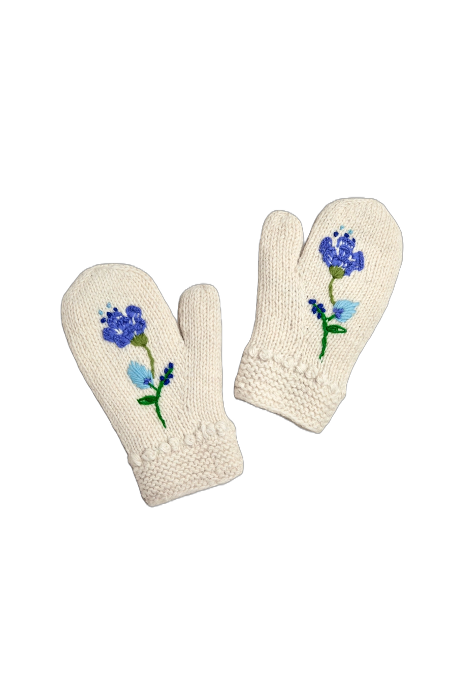 Ecru Knit Mittens