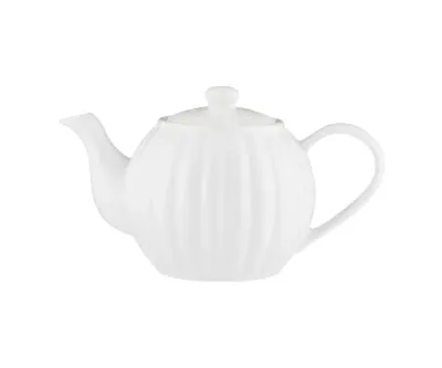 P&K White Fluted Teapot White