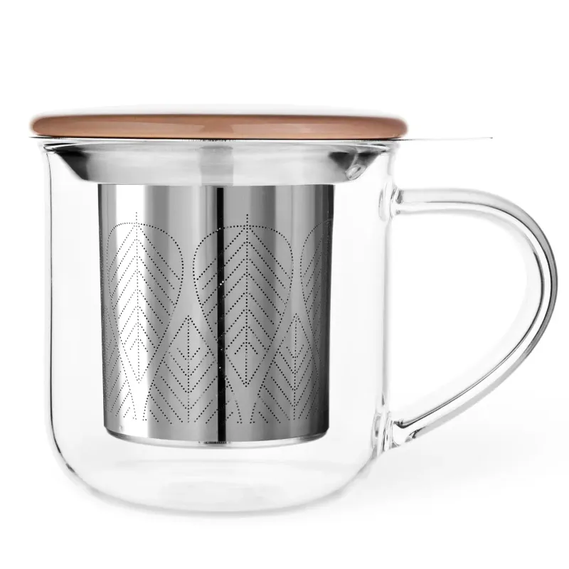 Glass Mug &amp; Lid w/ Infuser - Powder Brown