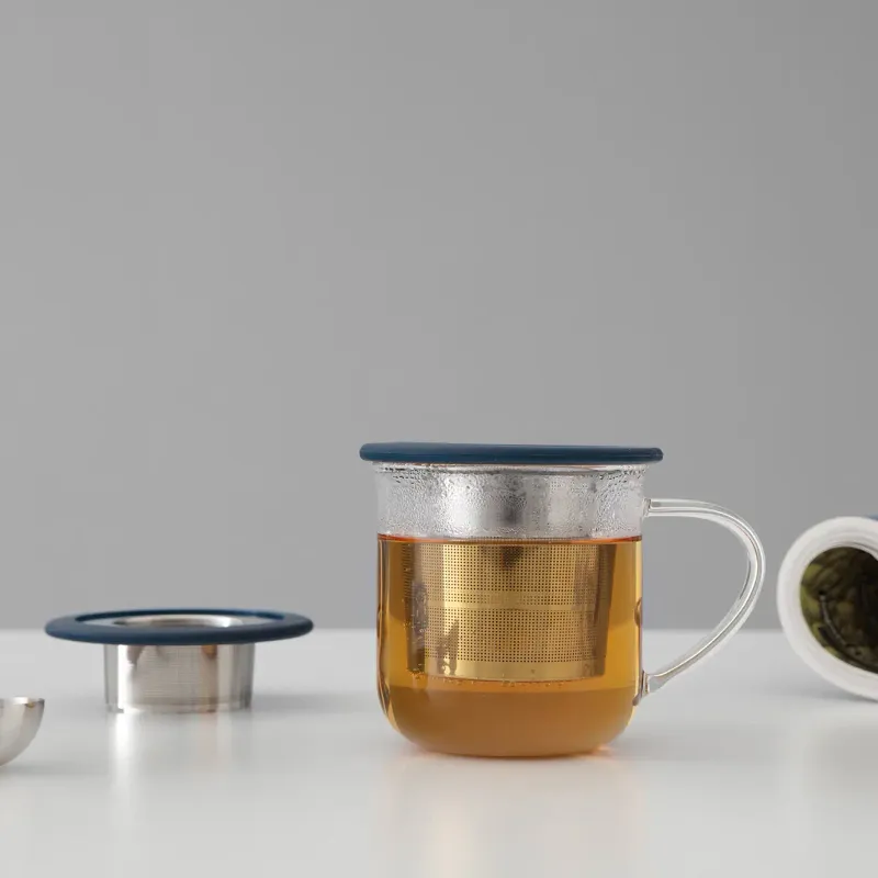 Collapsible SS Tea Infuser Navy Blue