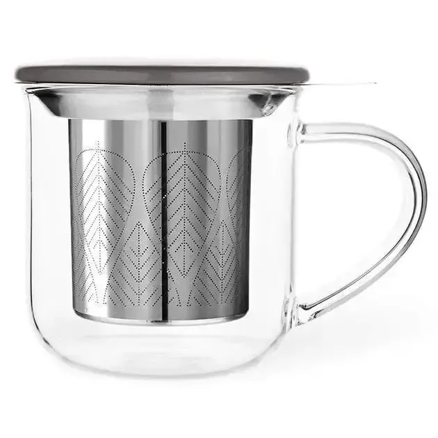 Glass Mug &amp; Lid w/Infuser - Wool Grey