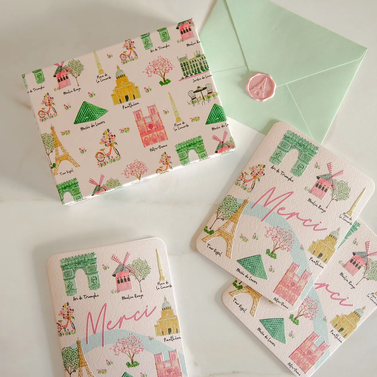 Paris Merci Note Card Set