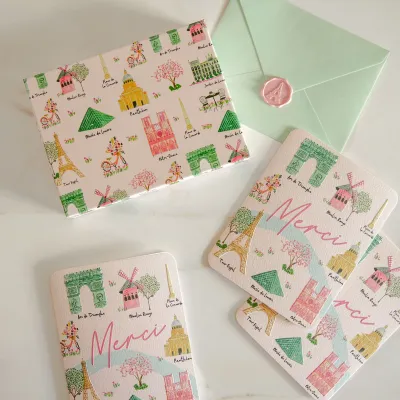 Paris Merci Note Card Set