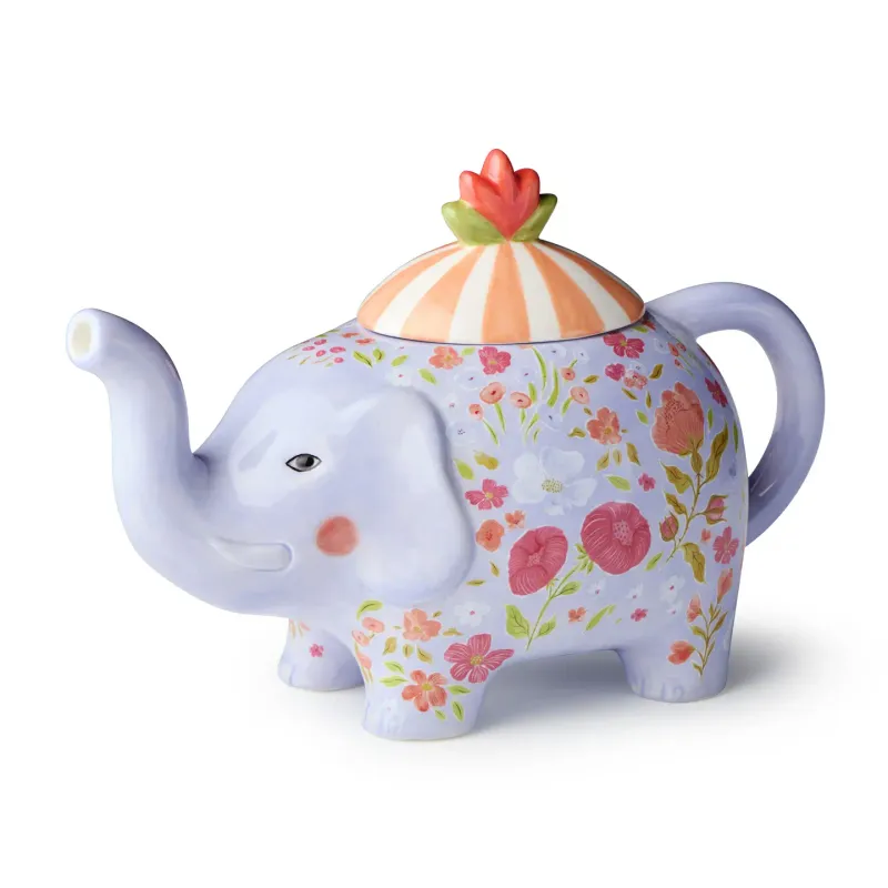 Blue Floral Elephant Teapot