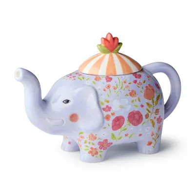 Blue Floral Elephant Teapot