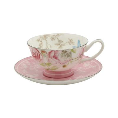 Pink Rose Teacup and Saucer