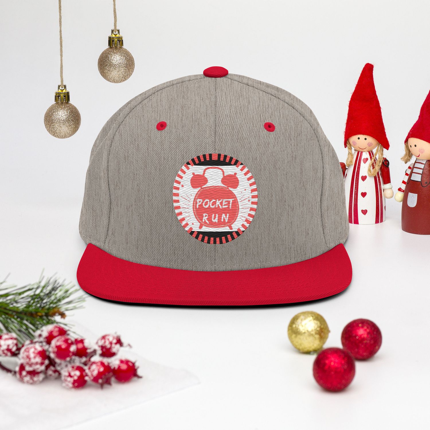 ( TRADE ) 📊POCKET RUN ⭐🌡️🏷️💯DRIP MODE(  SNAP BACK CAP) w/ heather grey &amp; red color OPTION 4