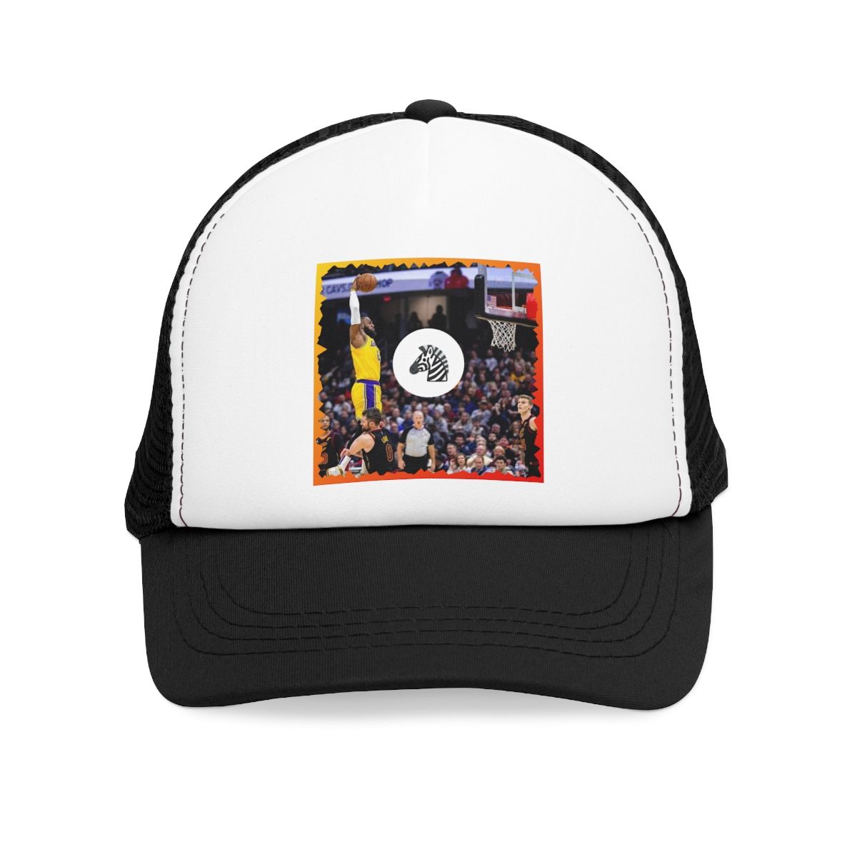 ( TRADE 3 ) Basketball Slam Dunk White Hat activewear w/1 color black OPTION 3
