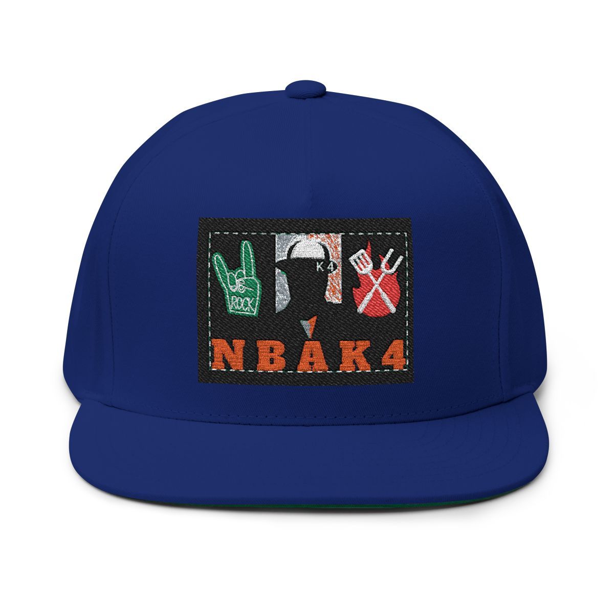 ( TRADE  5 ) NBAK4 activewear - LARGE LOGO FLAT EMBROIDERY CAP w/ royal blue OPTION 1