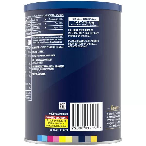 Planters Deluxe Whole Cashews Lightly Salted 18.25oz.