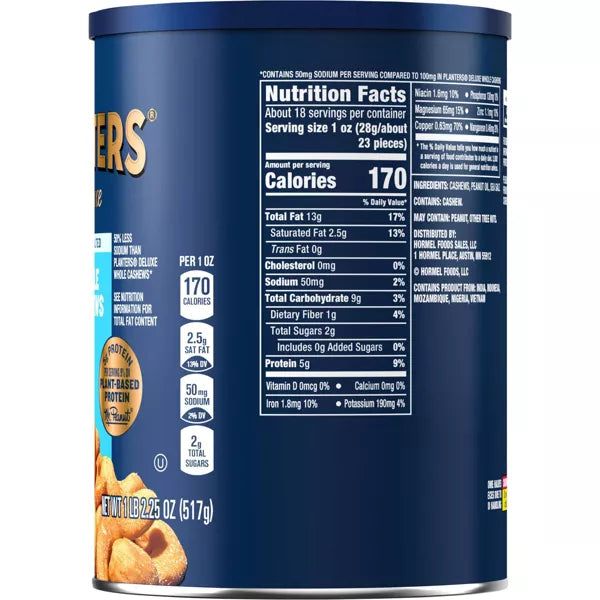 Planters Deluxe Whole Cashews Lightly Salted 18.25oz.