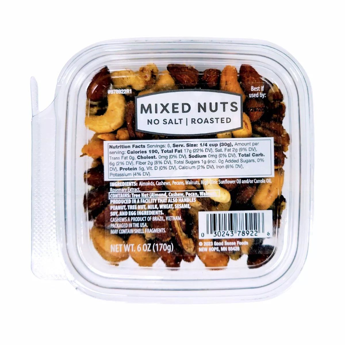 Good Sense Foods Roasted Unsalted Mixed Nuts, 6oz.