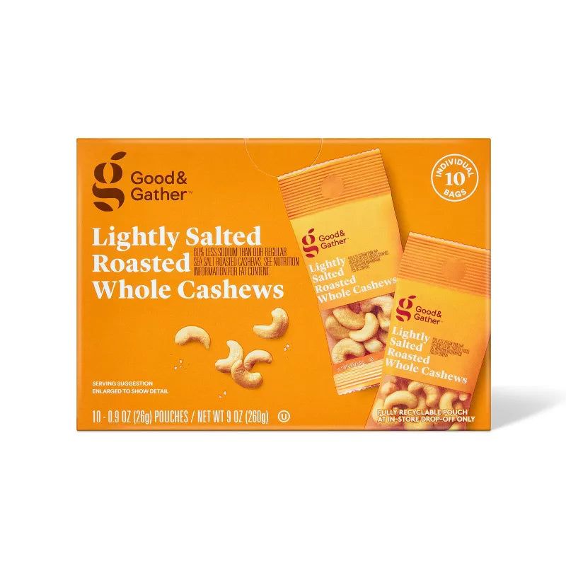 Good &amp; Gather Lightly Salted Roasted Whole Cashews - 10 Ct Multipack,