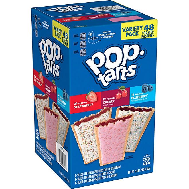 Pop-Tarts Frosted Strawberry, Cherry &amp; Blueberry Variety Pack, 48 ct.