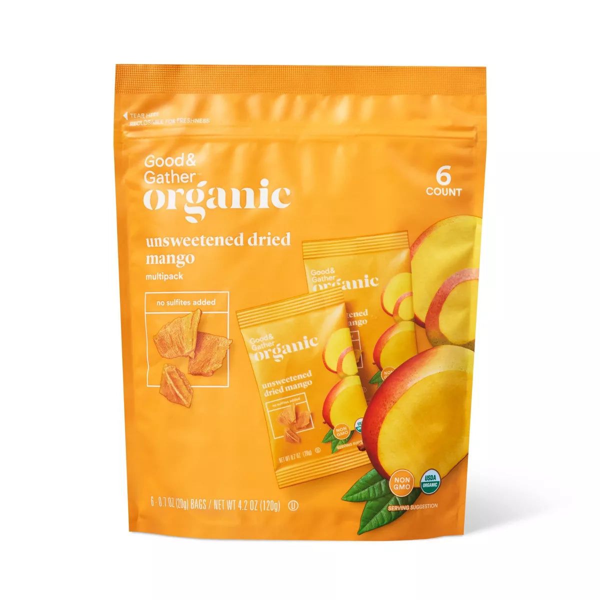 Good &amp; Gather Organic Unsweetened Sliced Dry Mango, 4.2oz/6ct.