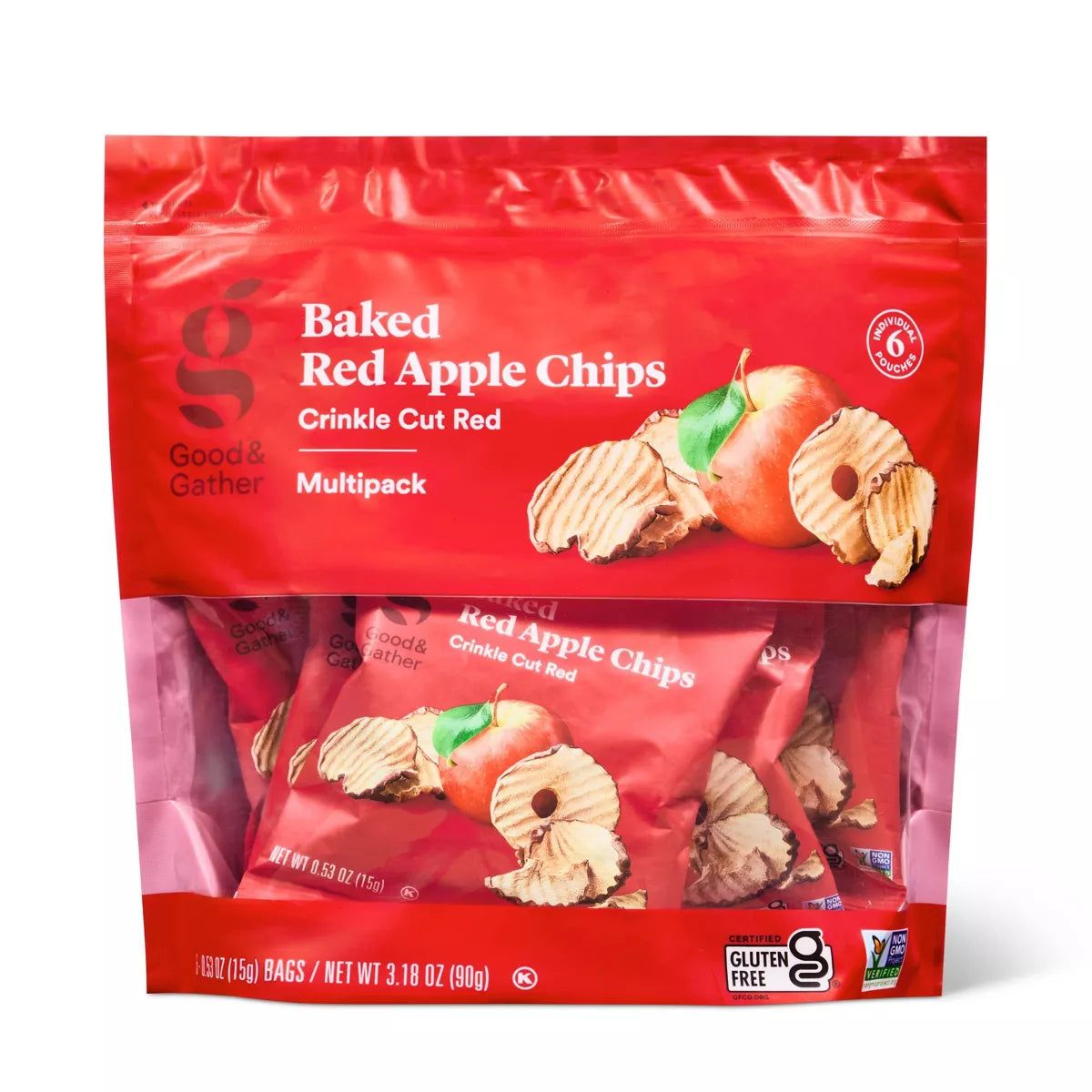 Good &amp; Gather Baked Red Apple Chips, 3.18oz/6ct.