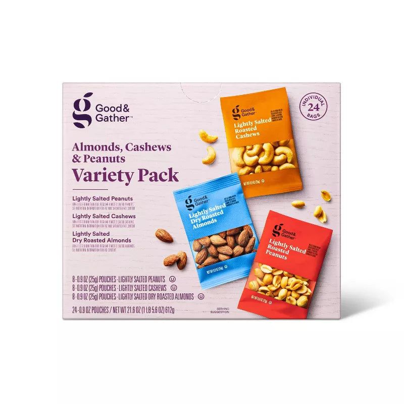 Good &amp; Gather Almonds, Cashews and Peanuts Variety Pack, 21.6oz/24ct.