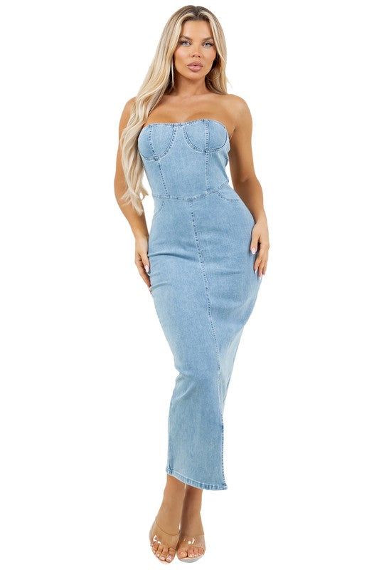 ( TRADE 1 ) LONG MAXI DENIM DRESS OPTION 3