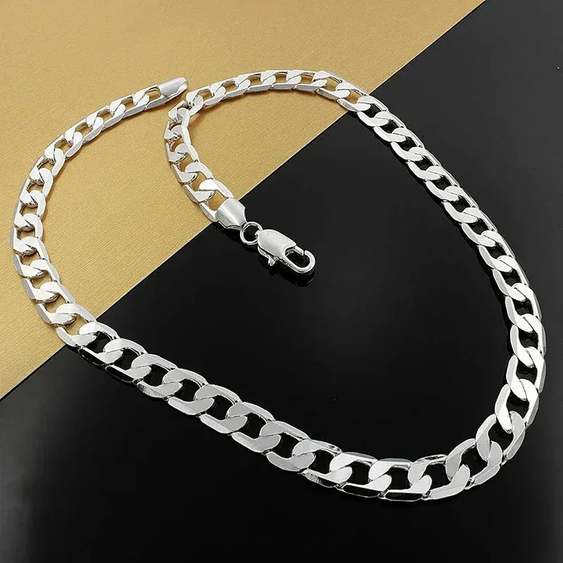925 Sterling Silver Necklace For Men&#39;s women 16/18/20/22/24 Inches