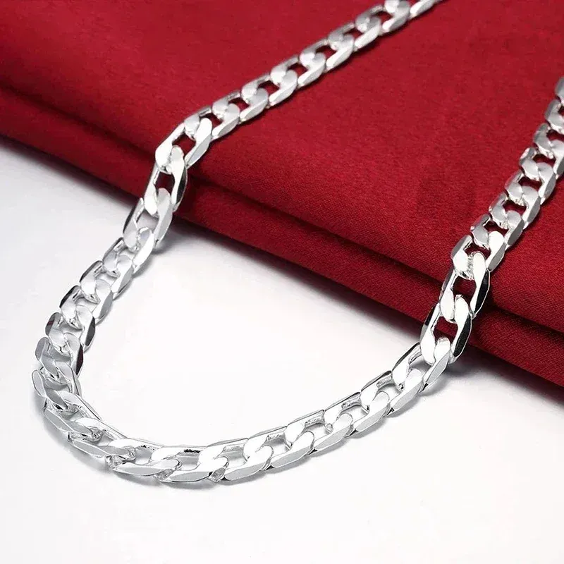 925 Sterling Silver Necklace For Men&#39;s women 16/18/20/22/24 Inches