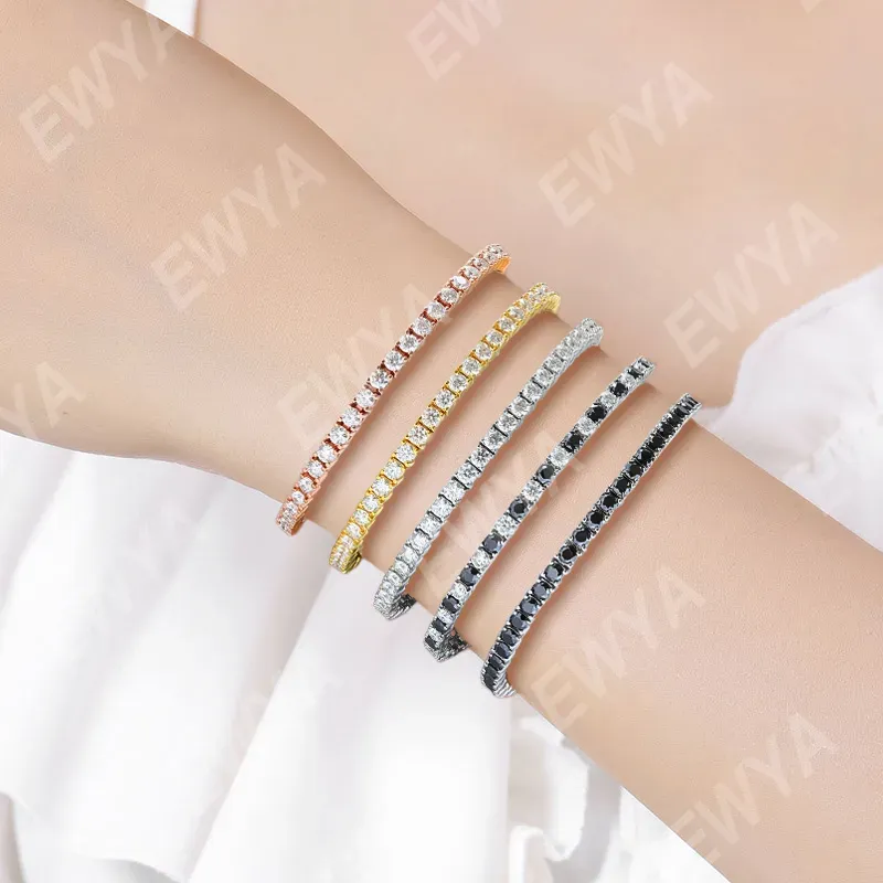 EWYA Real D Color Full 2/2.5/3/4/5/6.5mm Moissanite Tennis Bracelet
