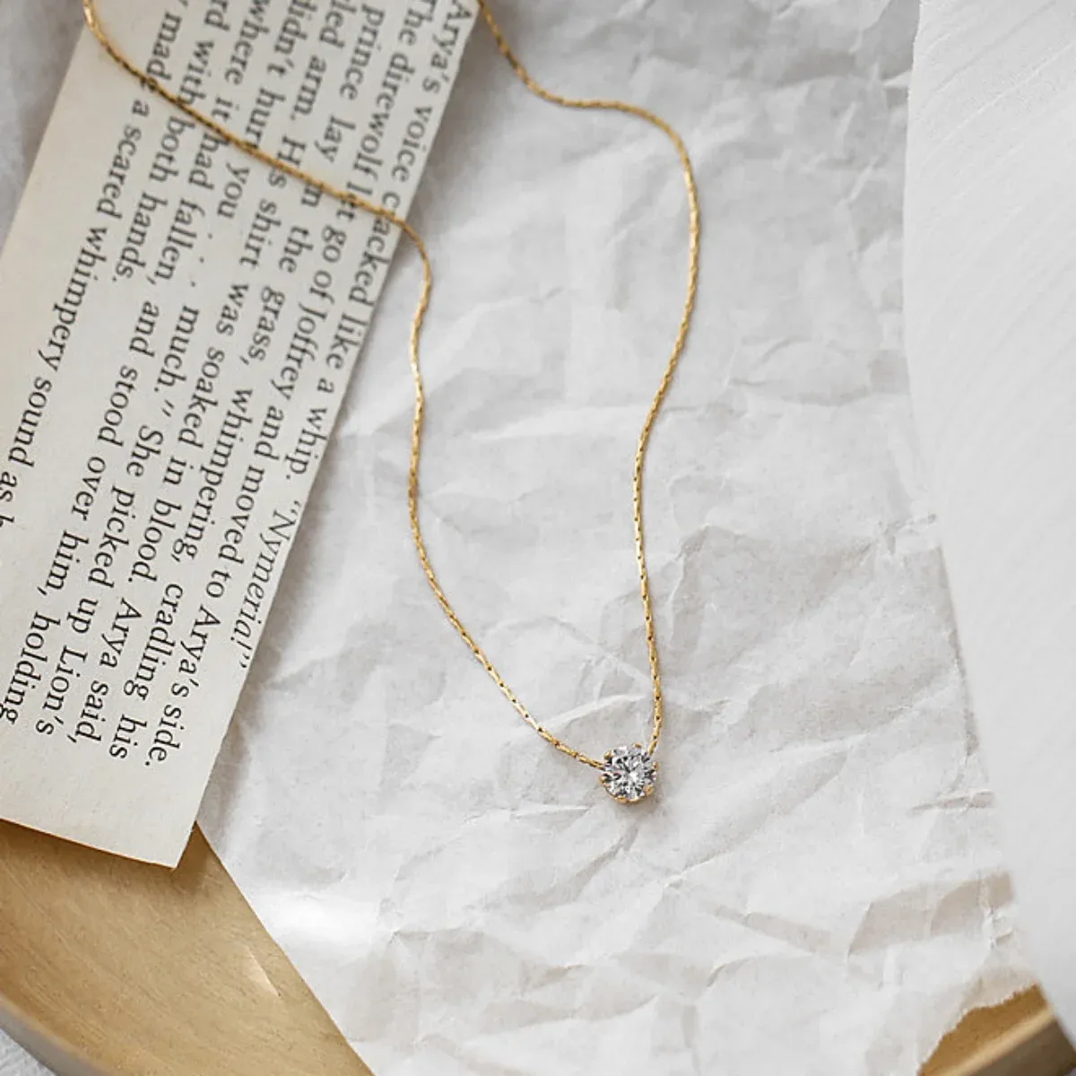 GOLD PLATED STAINLESS STEEL DAINTY MINIMALIST ZIRCON CHARM  ANTI​