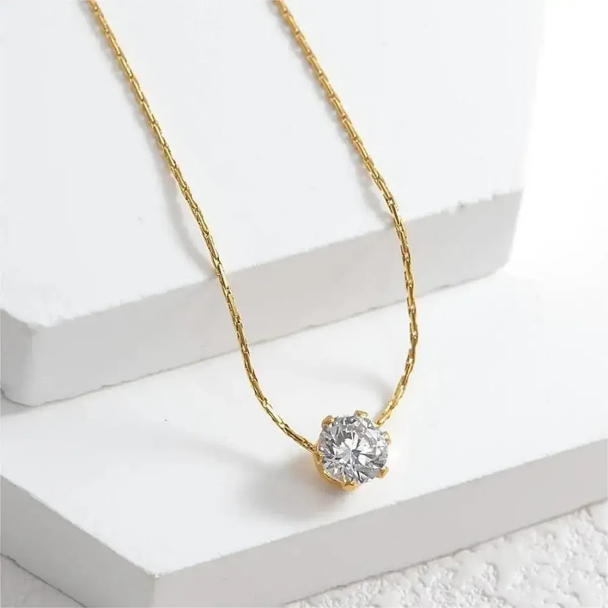GOLD PLATED STAINLESS STEEL DAINTY MINIMALIST ZIRCON CHARM  ANTI​