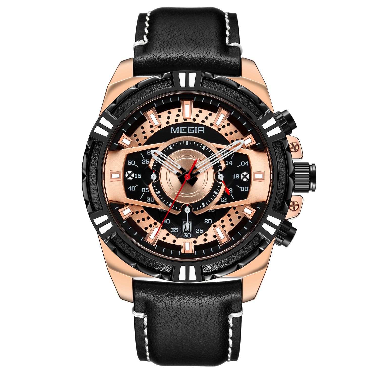 MEGIR Luxury Casual Watches for Men Fashion Leather Sports Military Wristwatch Calendar Luminous Quartz Man Clock Montre Homme