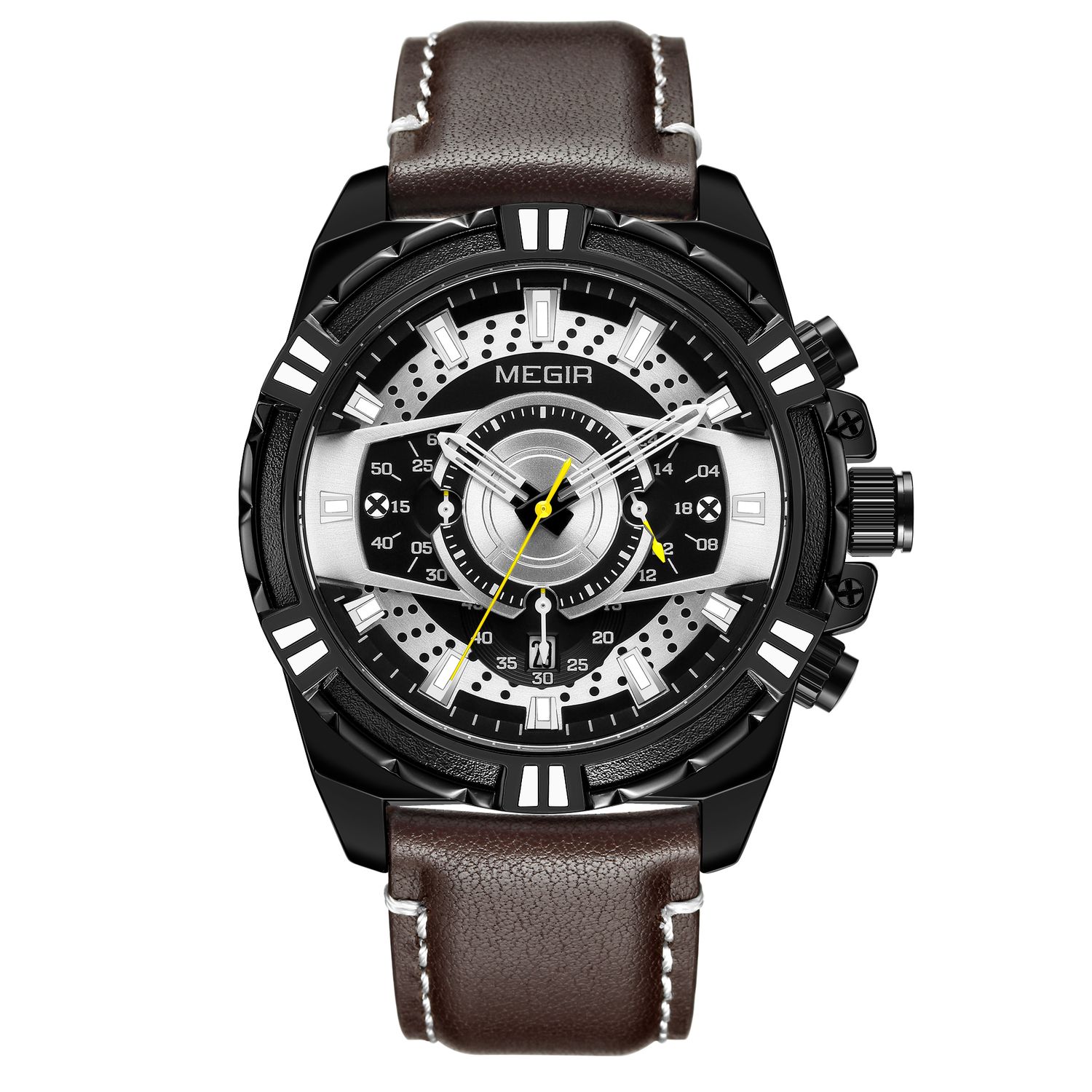 MEGIR Luxury Casual Watches for Men Fashion Leather Sports Military Wristwatch Calendar Luminous Quartz Man Clock Montre Homme