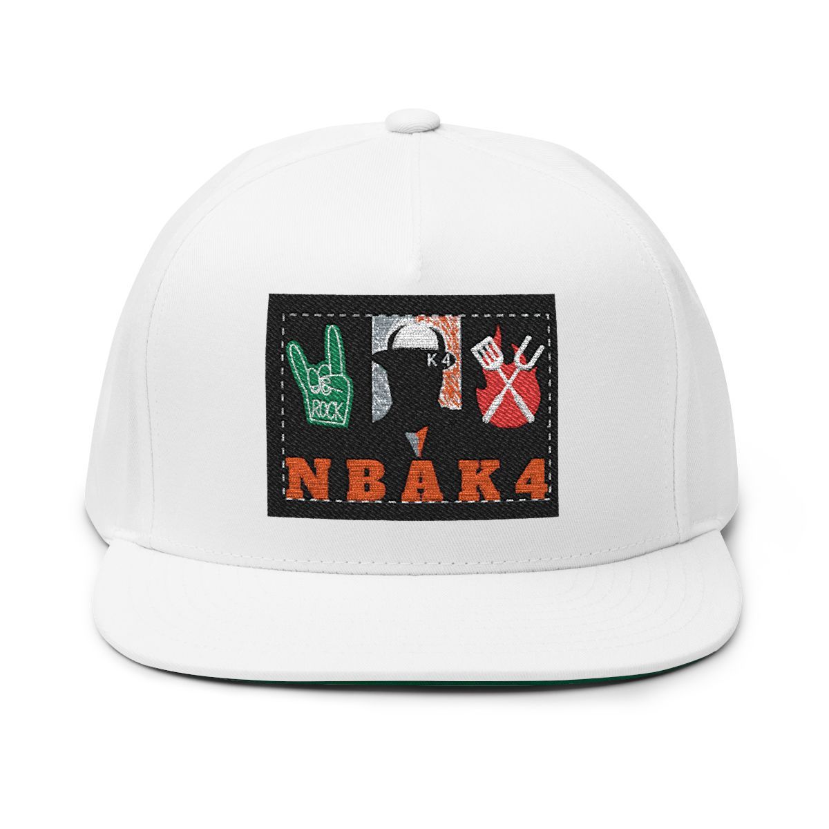 ( TRADE 5 ) NBAK4 activewear - LARGE LOGO FLAT EMBROIDERY CAP w/ white OPTION 2