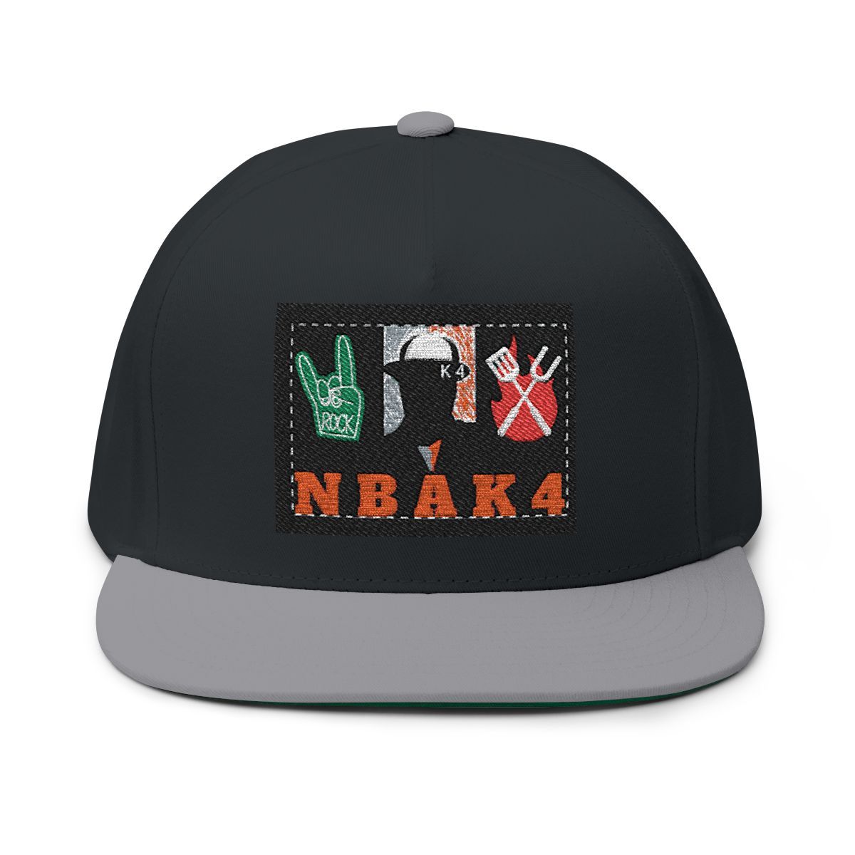 ( TRADE 5 ) NBAK4 activewear - LARGE LOGO FLAT EMBROIDERY CAP w/ black and grey OPTION 5