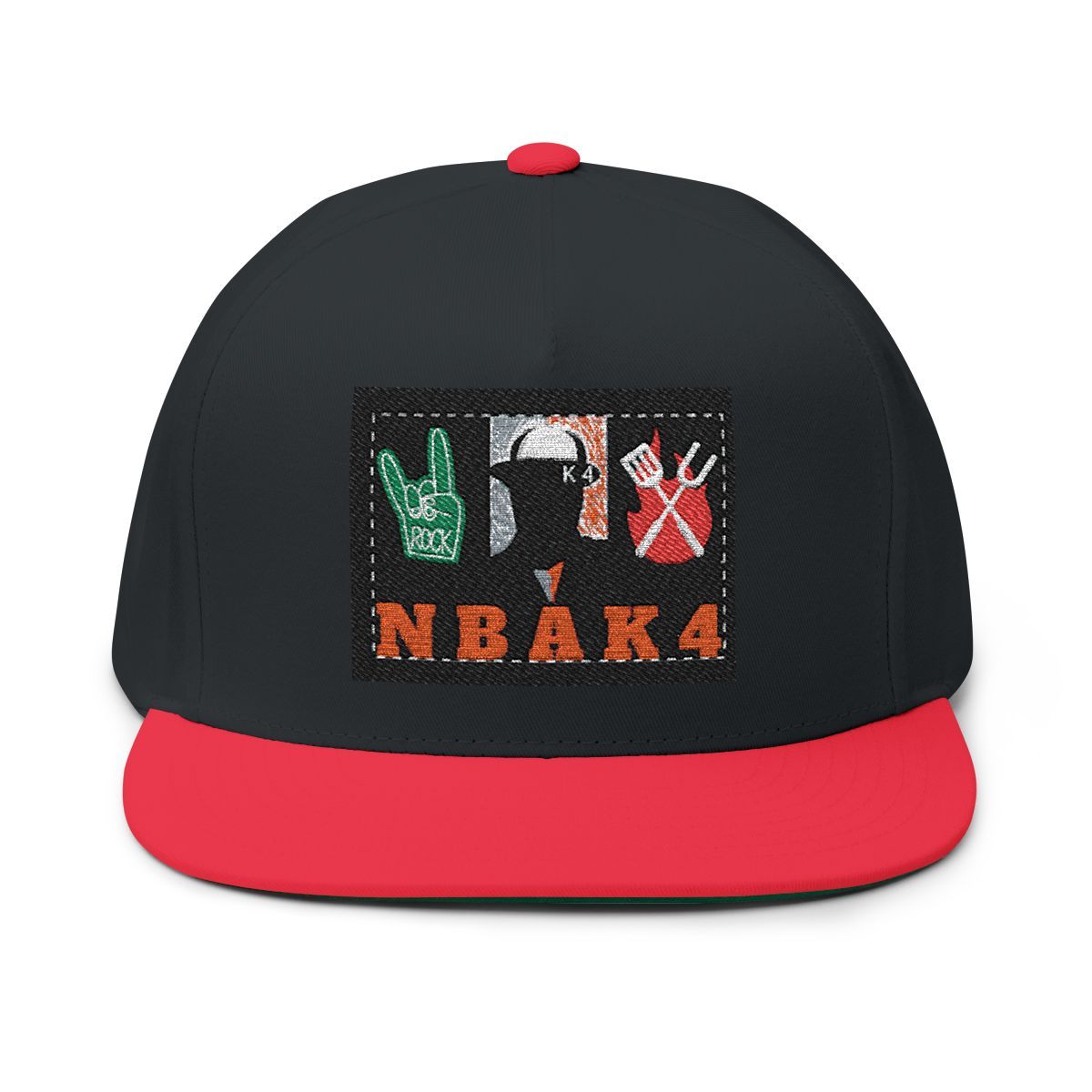 ( TRADE 5 ) NBAK4 activewear - LARGE LOGO FLAT EMBROIDERY CAP w/ black and red OPTION 6