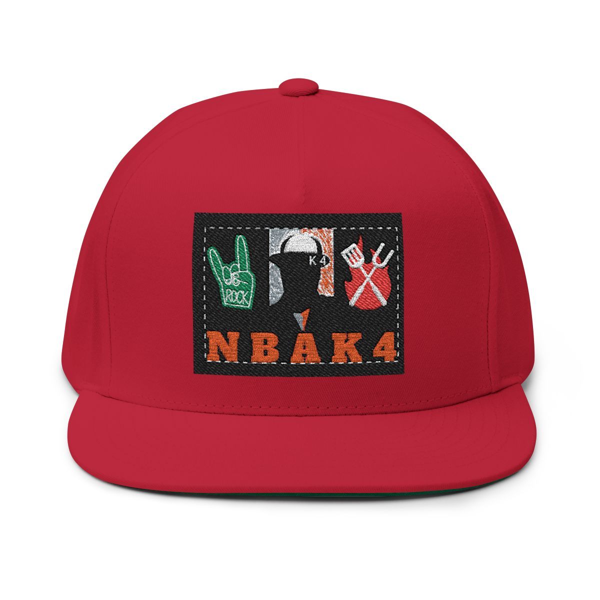 ( TRADE 5  ) NBAK4 activewear - LARGE LOGO FLAT EMBROIDERY CAP w/ red OPTION 7