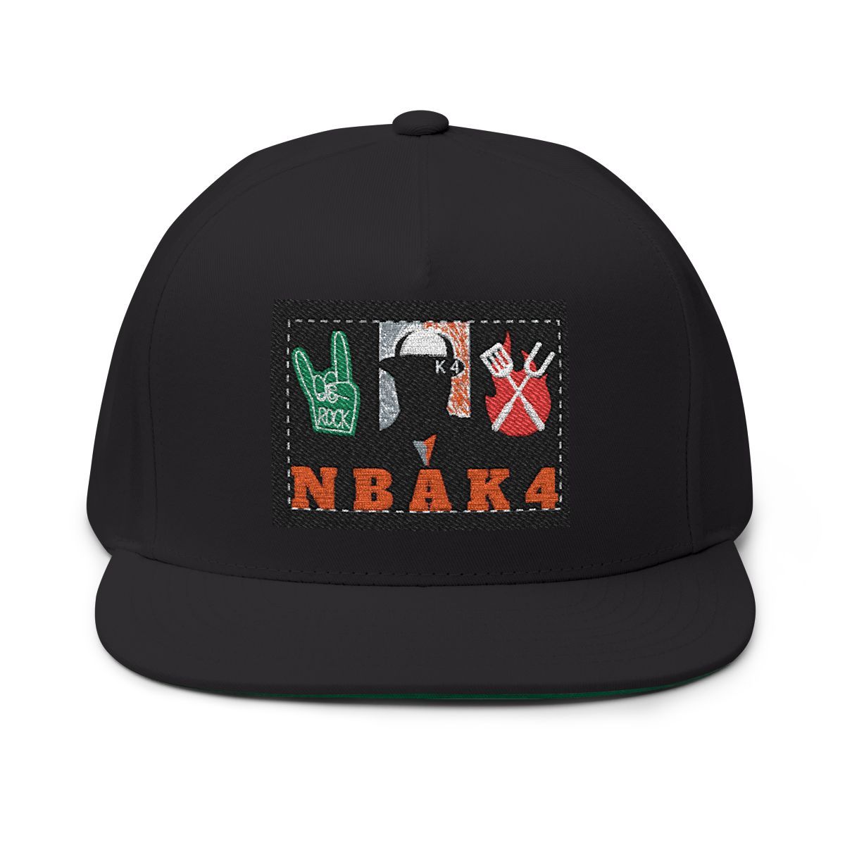 ( TRADE 5 ) NBAK4 activewear - LARGE LOGO FLAT EMBROIDERY CAP w/ black OPTION 4