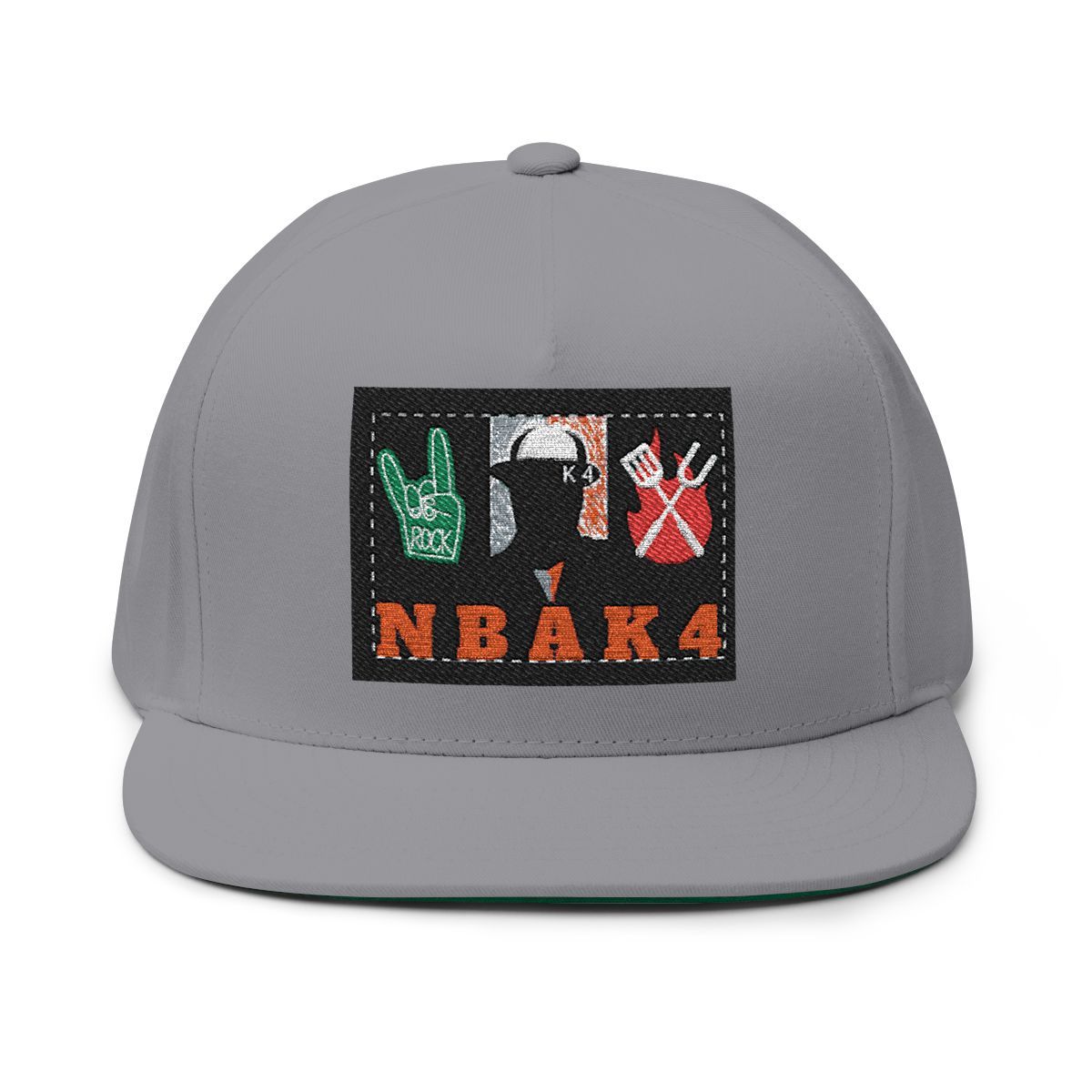 ( TRADE 5 ) NBAK4 activewear - LARGE LOGO FLAT EMBROIDERY CAP w/ grey OPTION 3