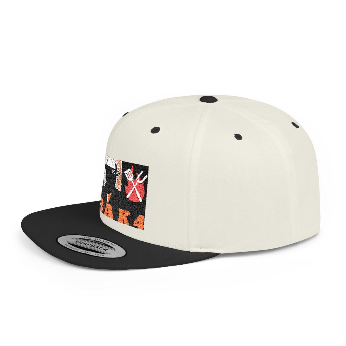 ( TRADE  7 ) NBAK4 activewear -  LARGE LOGO SNAP BACK ADJUSTABLE CAP w/ natural &amp; black OPTION 13