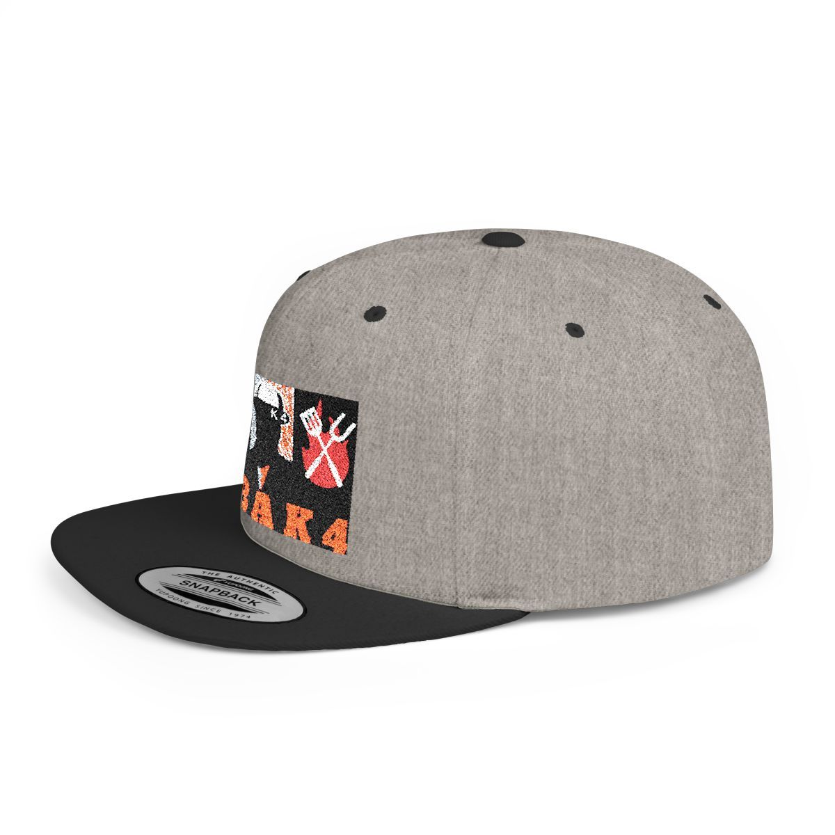 ( TRADE  7 ) NBAK4 activewear -  LARGE LOGO SNAP BACK ADJUSTABLE CAP w/ heather grey black OPTION 12