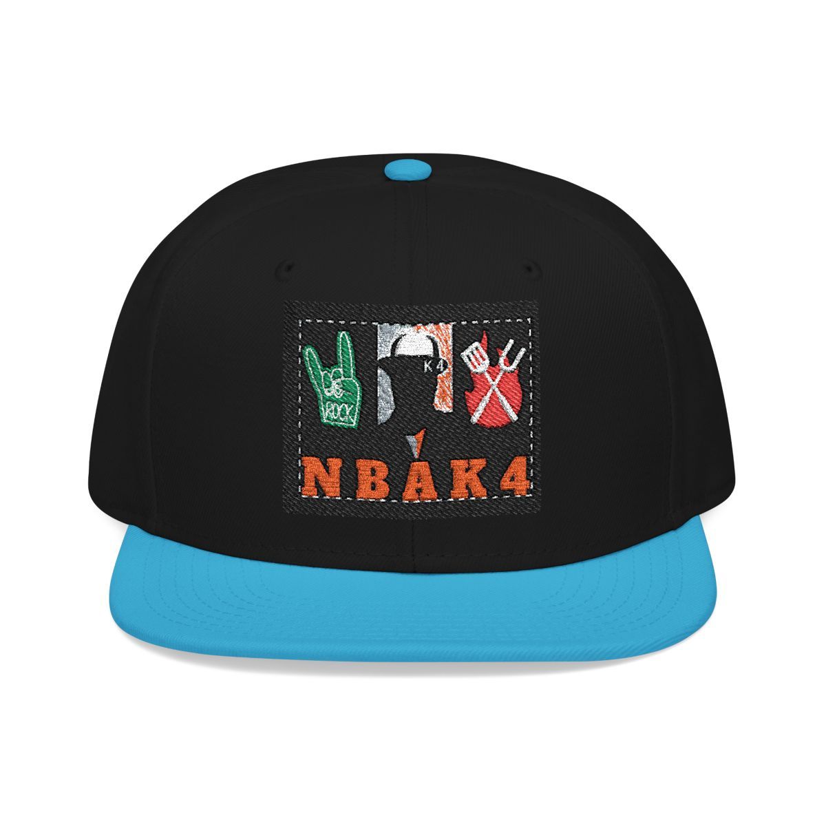 ( TRADE 2 ) NBAK4 activewear - LARGE LOGO SNAP BACK ADJUSTABLE w/ black &amp; aqua blue colors OPTION 4)
